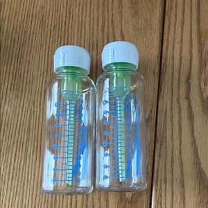 Set of Two Clear Glass Baby Bottles